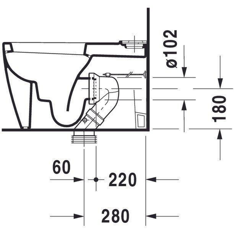 Duravit Starck 1 cuvette WC au sol combinée à chasse profonde universelle sans réservoir blanc 0295910