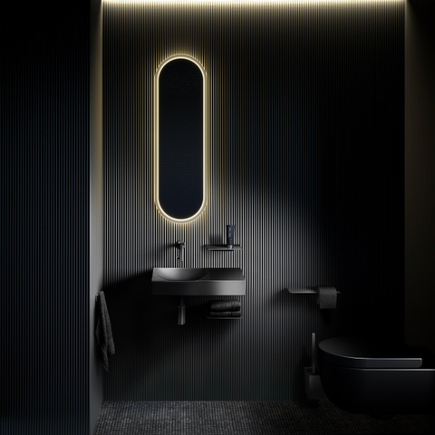 Clou Fold ensemble brosse WC - 35,5cm de haut - modèle mural - PVD - gunmetal brossé (anthracite) SW917282