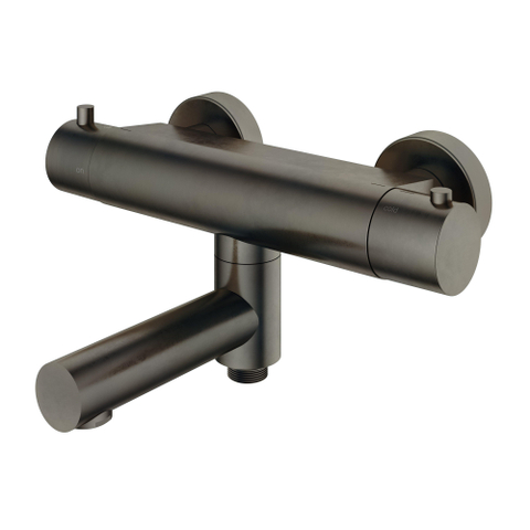 Hotbath Buddy Thermostatische badmengkraan - met wegdraaibare uitloop omstel uitloop - mat/glans verouderd ijzer (zwart) SW73696