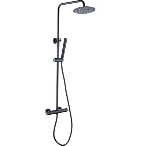 Xellanz Twenty eco ensemble de douche de pluie thermostatique apparent rond noir mat SW481874