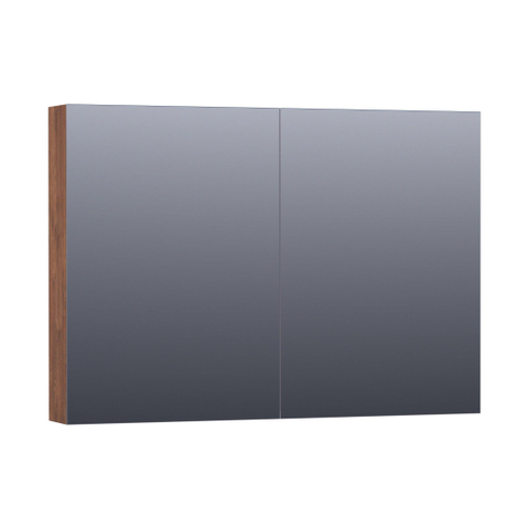 BRAUER Impress Deluxe armoire de toilette - 100x70x15cm - éclairage interne et externe - 2 portes miroir double face - Forêt Cacao SW371709