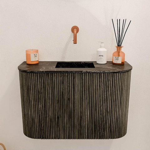 Mondiaz JOYA-DLUX 63.2cm toiletmeubel - ronding links en rechts kleur Shadow - Wastafel FAYE positie Midden Zonder kraangat kleur Lava. SW1422872