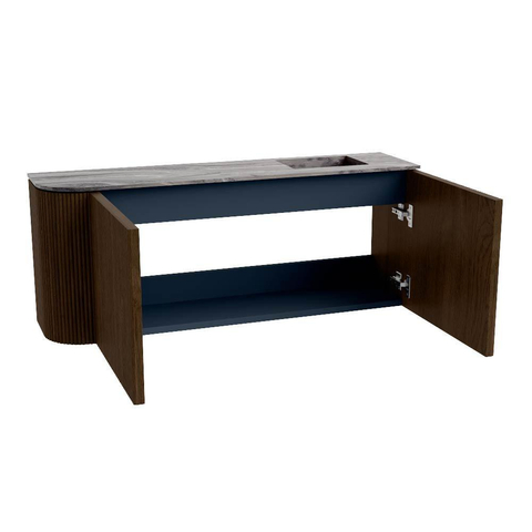 Mondiaz JOYA-DLUX 101.6cm toiletmeubel - ronding links kleur Walnut - Wastafel FAYE positie Rechts Zonder kraangat kleur Sombra. SW1424763