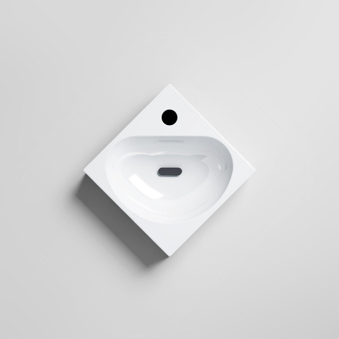 Clou Flush Lavabo d'angle 27x27x10cm avec trou de robinet Céramique Blanc SW9333