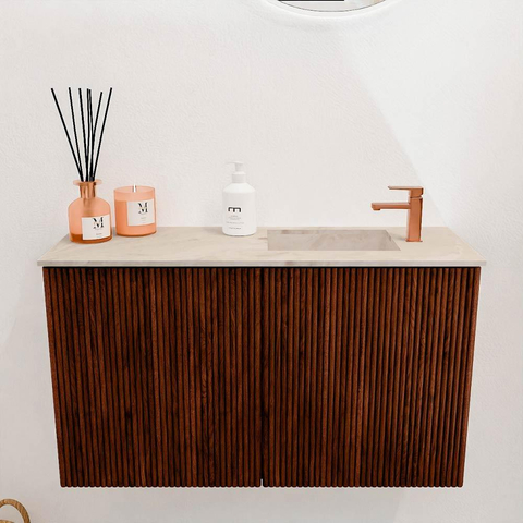 Mondiaz JOYA-DLUX Meuble de salle de bains 70cm - couleur Ruby - Lavabo FAYE position Droite 1 trou de robinet couleur Frappe. SW1423445