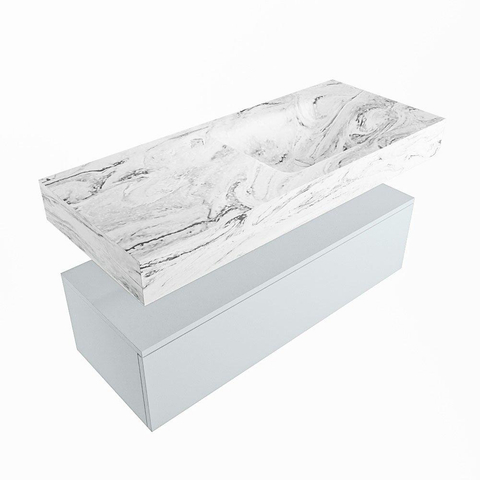 MONDIAZ ALAN - DLUX Ensemble de meuble de salle de bains - 110cm - meuble bas - Clay - 1 tiroir - lavabo suspendu - vasque à droite - 0 trous de robinet - Glace SW805985