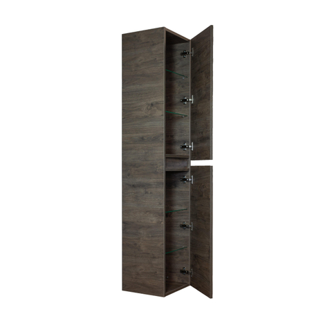 H&R Badmeubelen Hoge Kast - 35x35x170cm - 2 deuren - rechtsdraaiend - greeploos - espresso SW531823