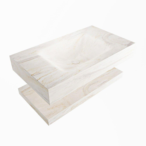 Mondiaz ALAN-DLUX Ensemble de meuble - 80cm - meuble Ostra mat - 0 tiroirs - Lavabo Cloud Ostra suspendu - vasque Centre - 1 trou de robinet SW809054
