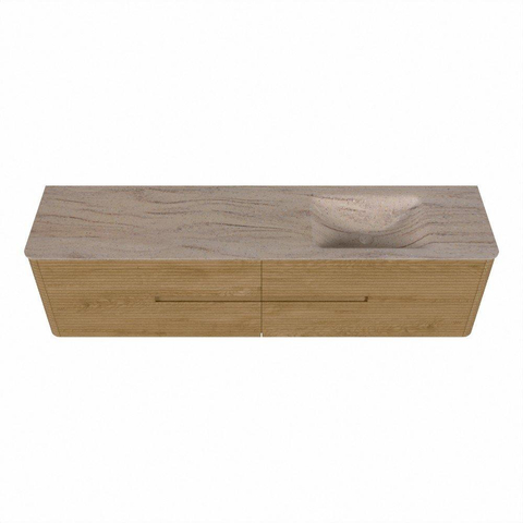 Mondiaz CIRO-DLUX Ensemble de meubles de salle de bains - 190x45x50cm - Plan-vasque Solid surface Saba - 1 bassin à droite - 1 trou de robinet - 4 tiroirs - Chêne SW1531221