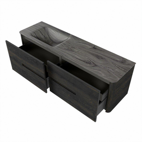 Mondiaz CIRO-DLUX Ensemble de meubles de salle de bains - 160x45x50cm - plan vasque en solid surface Sombra - 1 vasque à gauche - sans trous de robinetterie - 4 tiroirs - Shadow SW1532789