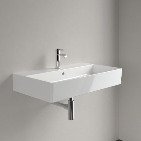 Villeroy & Boch memento 2.0 wastafel - voor handdoekhouders - 80x47cm - met overloop - 1 kraangat CeramicPlus - White Alpine (glans wit) SW336023