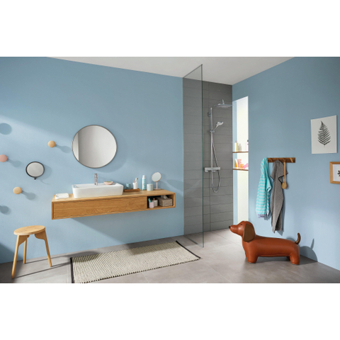 Hansgrohe Croma E280 showerpipe: mit mitigeur thermostatique m. 1jet pomme de tête m. 3jet douchette multi et flexible de douche 160cm chrome SW297280