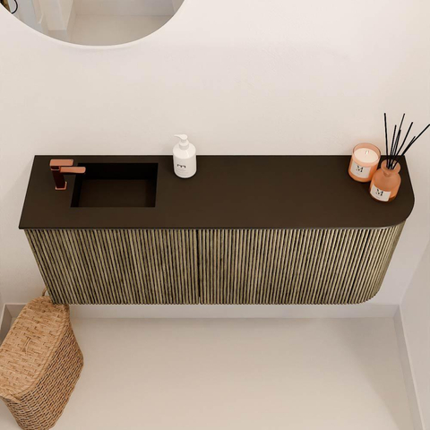 Mondiaz JOYA 101.6cm toiletmeubel - ronding rechts kleur Dusk - Wastafel FAYE positie Links 1 kraangat kleur Urban. SW1421686