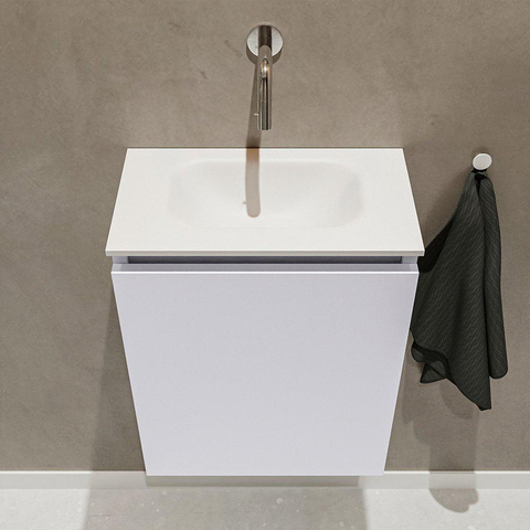 MONDIAZ TURE Toiletmeubel 40x23x50cm met 0 kraangaten 1 deuren cale mat Wastafel Eden midden Solid Surface Wit SW475117