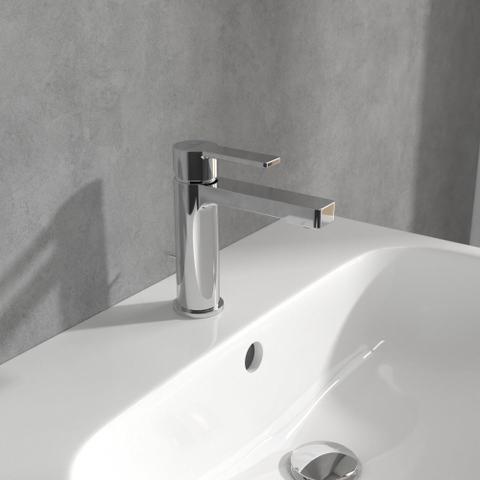 Villeroy & Boch Architectura 1 greeps wastafelkraan - met waste - hoogglans chroom SW974126