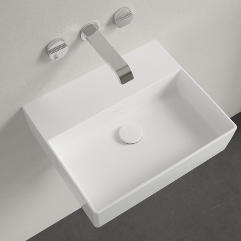 Villeroy & Boch memento 2.0 wastafel - voor handdoekhouders - 50x42cm - zonder overloop - zonder kraangat - White Alpine (glans wit) SW358423