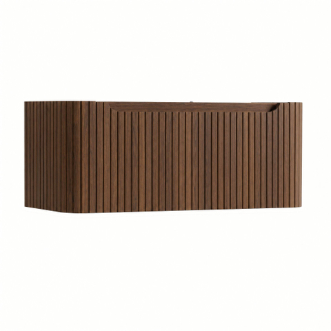 H&R Badmeubelen Juice Wastafelonderkast - 100x45x40cm - afgeronde hoeken - 3D-front - 1 lade - geïntegreerde greep - dark oak SW1259191