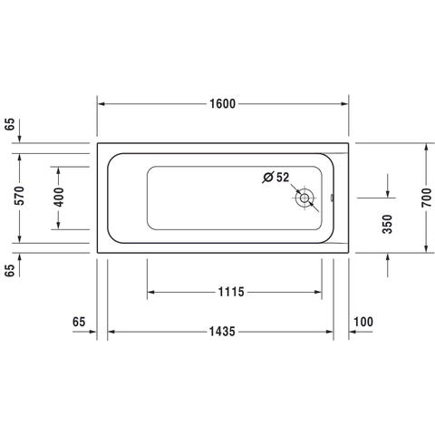 Duravit D Code bad acryl rechthoekig 160x70x40cm wit 0297511