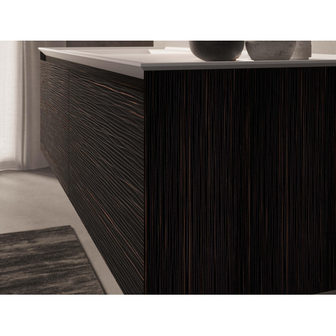 Thebalux Tresor Ensemble meuble de salle de bains - 220x55x41.5cm - 3 tiroirs - sans poignées - lavabo Corian - double - sans trou de robinet - Italian Alpi SW1239600
