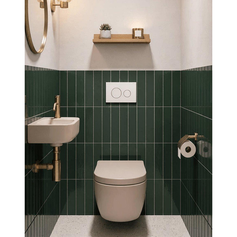 QeramiQ Dely Ensemble WC - réservoir encastré Qeramiq Flush - abattant 35mm - plaque de commande blanche mate en métal - boutons ronds - beige SW1578590
