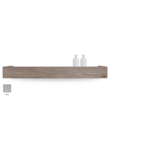 Looox Wood collection shelf BoX 90cm met bodemplaat rvs geborsteld eiken RVS geborsteld SW73153