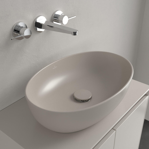 Villeroy & Boch Artis opzetwastafel - 48.5x32.5cm - zonder kraangat CeramicPlus - almond (beige) SW1387609