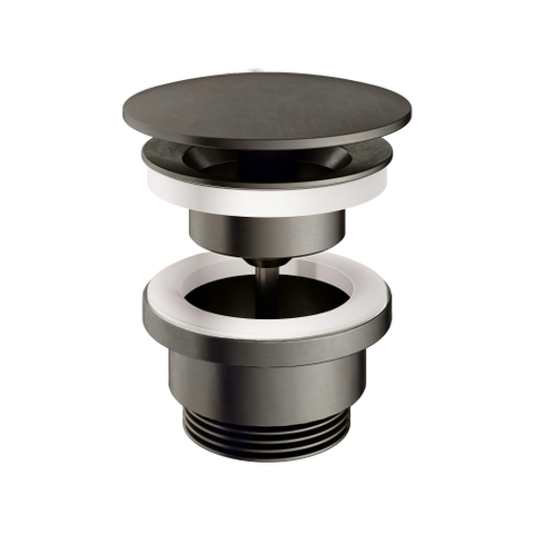 Hotbath Mate Always open plug - met schroef rond - verouderd ijzer (zwart) SW72204