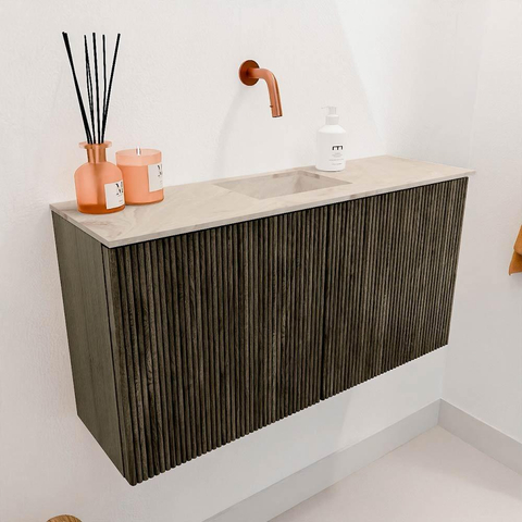 Mondiaz JOYA-DLUX Meuble de salle de bains 80cm - couleur Shadow - Vasque FAYE position Milieu Sans trou de robinet couleur Frappe. SW1422674