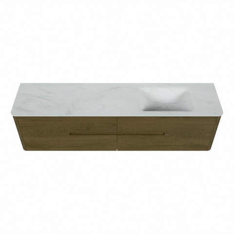 Mondiaz CIRO-DLUX Badkamermeubelset - 190x45x50cm - Solid surface wastafel Opalo - 1 wasbak Rechts - zonder kraangaten - 4 lades - Dusk SW1532901