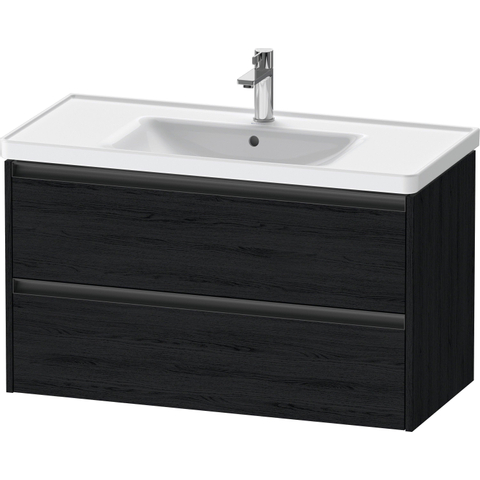Duravit Ketho.2 Wastafelonderbouwkast - met 2 laden - 98.4x45.5x54.9cm - met grepen antraciet - eiken zwart mat SW772335