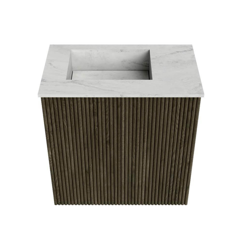 Mondiaz JOYA-DLUX 40cm toiletmeubel - kleur Shadow - Wastafel FAYE positie Links Zonder kraangat kleur Opalo. SW1422923