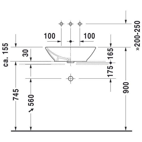 Duravit Bacino Opzet wastafel - 55x42 cm - met overloop - glans wit 0291327
