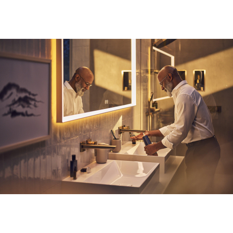 Hansgrohe Metropol 1 greeps wastafelkraan - afbouwdeel - met voorsprong 225 mm en afvoerplug - geborsteld brons SW358689