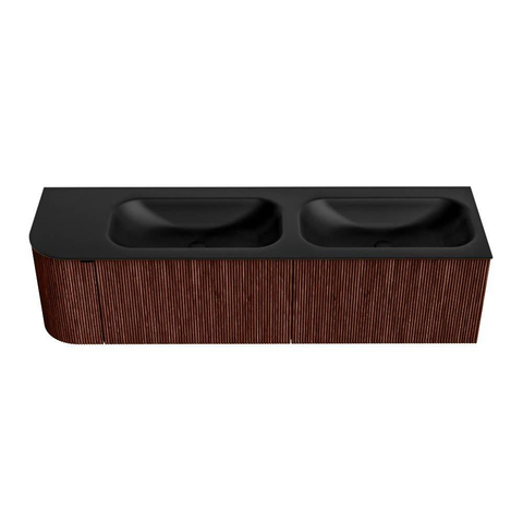 Mondiaz KURVE Badkamermeubelset - 165x46x40cm - 2 lade - 1 deur - wastafel solid surface - dubbel / rechts - zonder kraangat - Ruby SW1415373