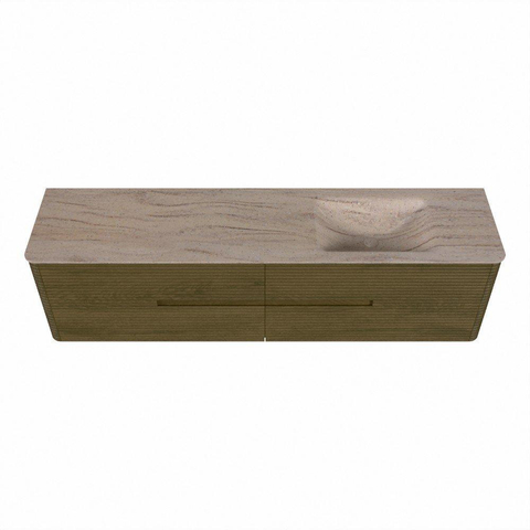 Mondiaz CIRO-DLUX Ensemble de meubles de salle de bains - 190x45x50cm - Plan vasque Solid surface Saba - 1 lavabo à droite - sans trous de robinet - 4 tiroirs - Dusk SW1533373