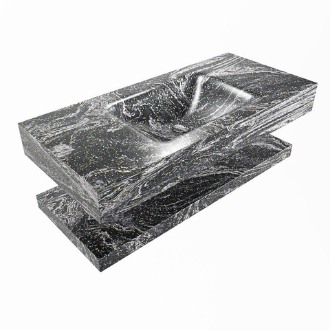 Mondiaz ALAN-DLUX Ensemble de meuble - 100cm - meuble Lava mat - 0 tiroirs - Lavabo Cloud Lava suspendu - vasque Centre - 0 trous de robinet SW809157