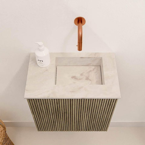 Mondiaz JOYA-DLUX 40cm toiletmeubel - kleur Dusk - Wastafel FAYE positie Rechts Zonder kraangat kleur Frappe. SW1423050