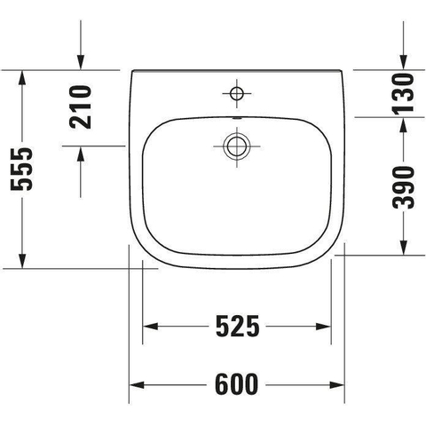 Duravit D-code - D-Code - Vital - wastafel - met overloop - met kraanvlak - 600x550 mm - wit - barriërevrij - wit 0295860