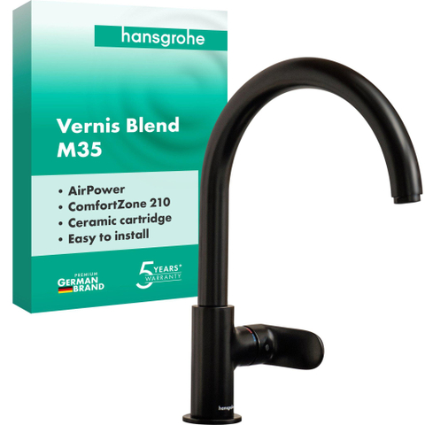 Hansgrohe Vernis blend m35 1 greeps keukenmengkraan - 210 - 1jet - draaibare uitloop - mat zwart SW651654