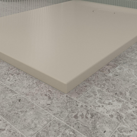 Villeroy & Boch Ecora douchebak - 120x90x3.5cm - afvoer korte zijde - almond (beige) SW1558946