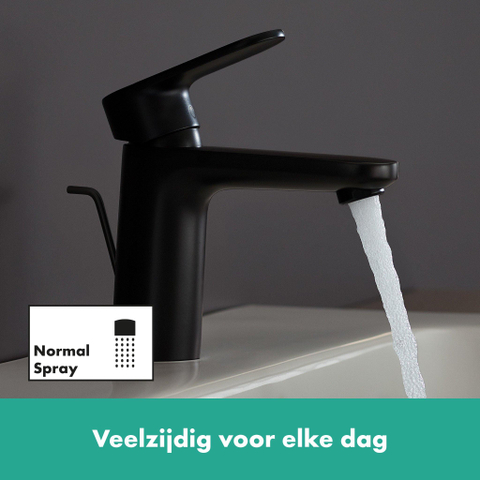 Hansgrohe Vernis Blend 1-gats wastafelkraan - 100 met waste - voorsprong 10.8cm - mat zwart SW651455