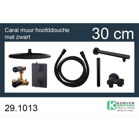 Wiesbaden One Pack Inbouwthermostaatset rond - type 304 - 30cm - mat zwart SW385031