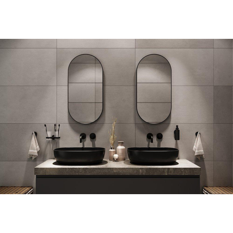 Haceka Deco miroir – forme de pilule – 40 x 80 cm – Noir mat SW1102384