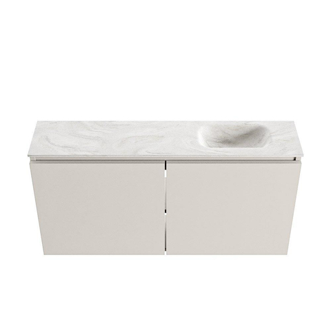 MONDIAZ TURE-DLUX meuble WC 100 cm Linen. EDEN vasque Ostra position à droite. Sans trou de robinet. SW1104958