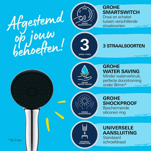Grohe Vitalio Start QuickFix Handdouche - diameter 11cm - 3 straalsoorten - 8.0l/min - chroom SW1028138