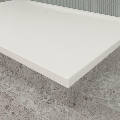 Villeroy & Boch Ecora douchebak - 140x90x3.5cm - afvoer lange zijde - stone white (wit) SW1559025