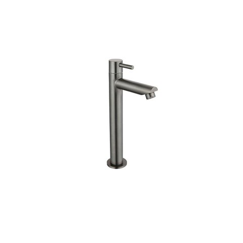 Fortifura Calvi Fonteinkraanset - staande fonteinkraan - laag - always open plug - design sifon - PVD - geborsteld gunmetal (antraciet) SW798642