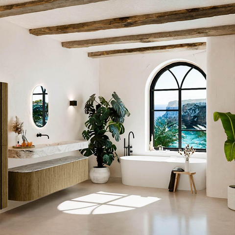 MONDIAZ THOR-DLUX Meuble de salle de bains 190cm arrondi gauche + droite couleur Dusk avec 2 tiroirs et 2 portes. Vasque suspendue CLOUD Milieu sans trou de robinet couleur Glace. SW1466443