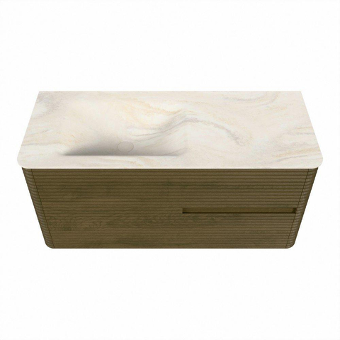 Mondiaz CIRO-DLUX Badkamermeubelset - 110x45x50cm - Solid surface wastafel Ostra - 1 wasbak Links - zonder kraangaten - 2 lades - Dusk SW1532920