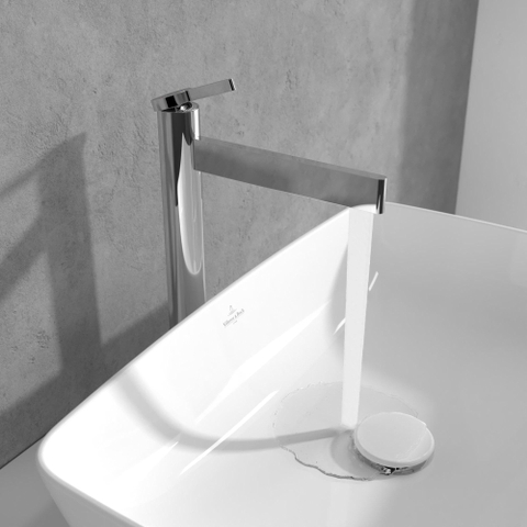 Villeroy & Boch Dawn 1 greeps wastafelkraan verhoogd - zonder pop up afvoergarnituur - hoogglans chroom SW974132